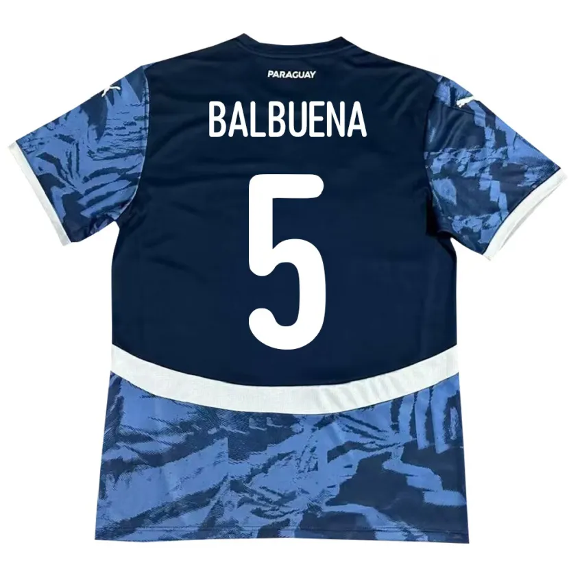 Danxen Homem Camisola Paraguai Fabián Balbuena #5 Azul Alternativa 24-26 Camisa