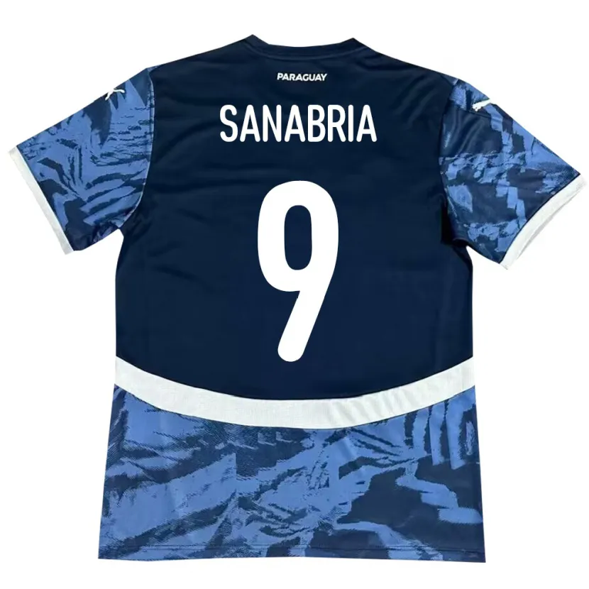 Danxen Homem Camisola Paraguai Antonio Sanabria #9 Azul Alternativa 24-26 Camisa