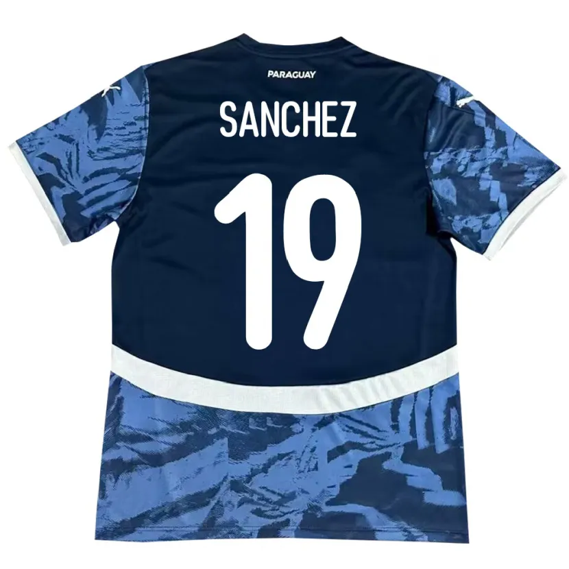 Danxen Homem Camisola Paraguai Juan Sánchez #19 Azul Alternativa 24-26 Camisa