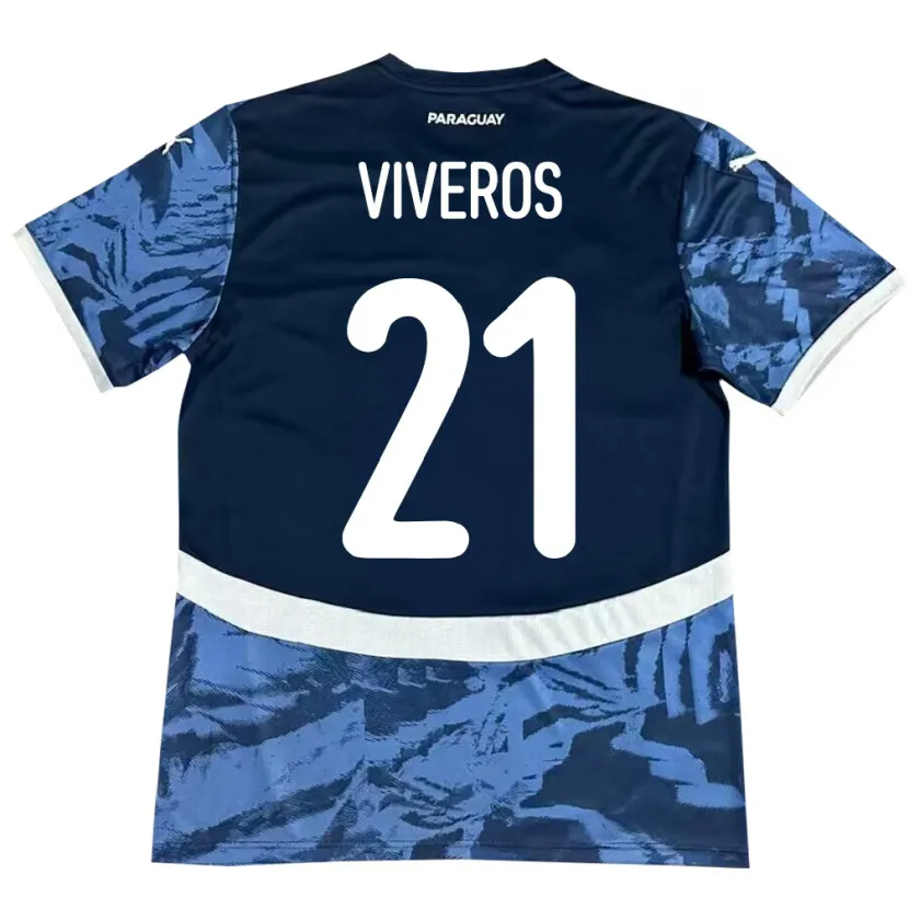 Danxen Homem Camisola Paraguai Fernando Viveros #21 Azul Alternativa 24-26 Camisa