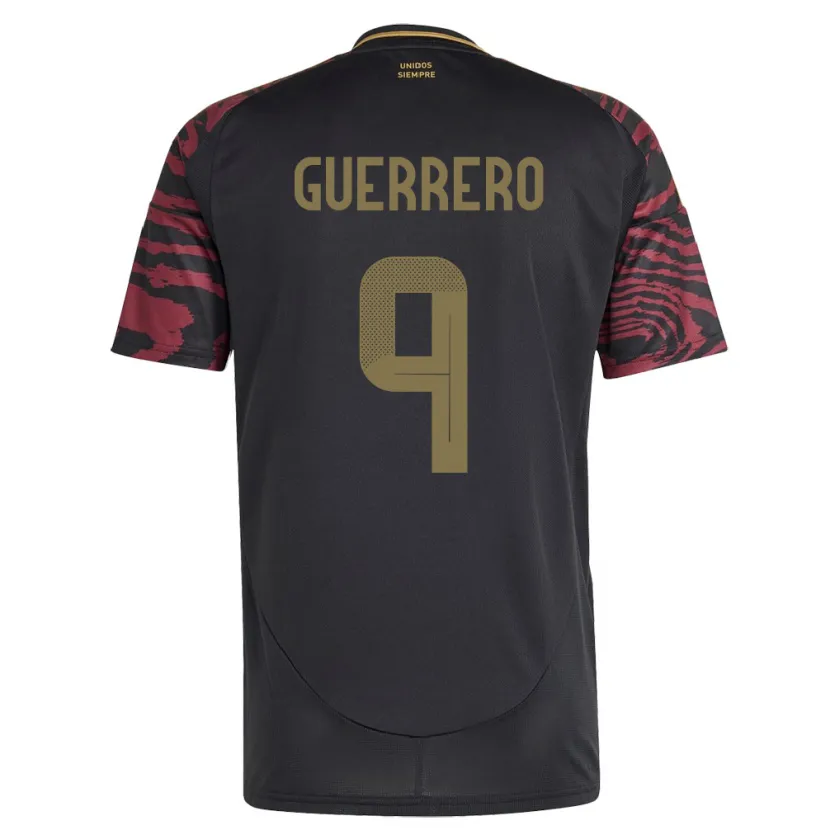 Danxen Homem Camisola Peru Paolo Guerrero #9 Preto Alternativa 24-26 Camisa