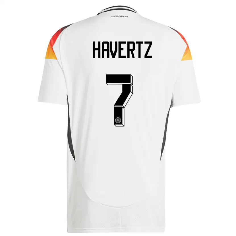 Danxen Mulher Camisola Alemanha Kai Havertz #7 Branco Principal 24-26 Camisa