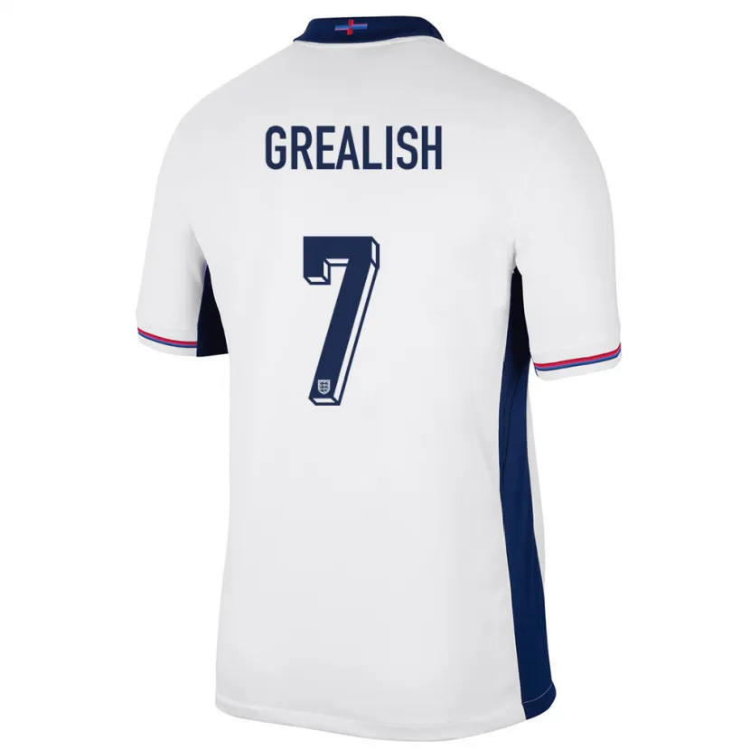 Danxen Mulher Camisola Inglaterra Jack Grealish #7 Branco Principal 24-26 Camisa