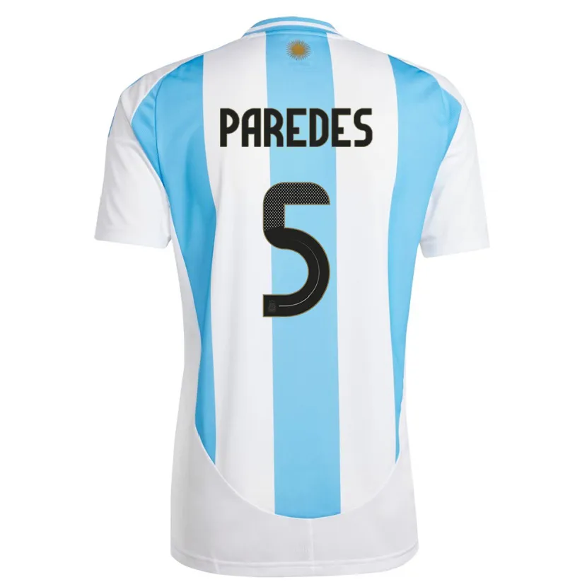 Danxen Mulher Camisola Argentina Leandro Paredes #5 Branco Azul Principal 24-26 Camisa