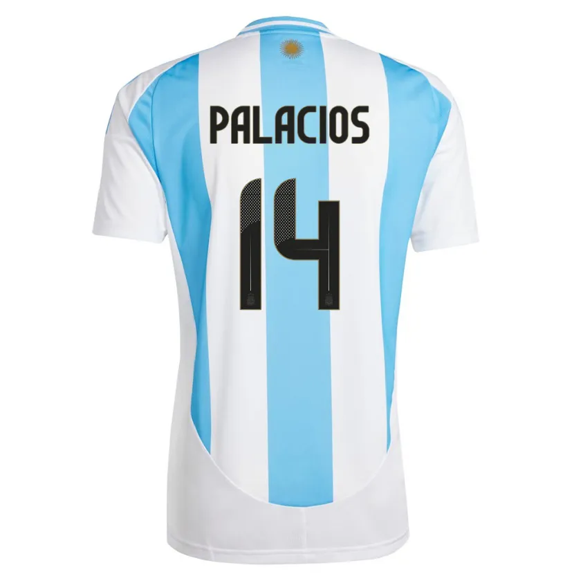 Danxen Mulher Camisola Argentina Exequiel Palacios #14 Branco Azul Principal 24-26 Camisa