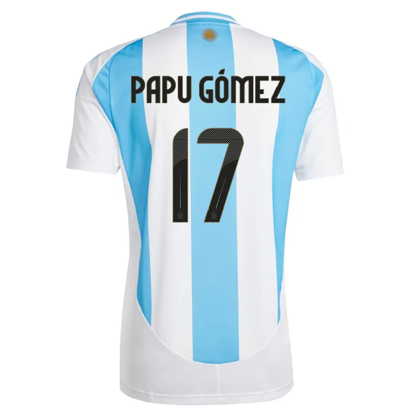 Danxen Mulher Camisola Argentina Papu Gomez #17 Branco Azul Principal 24-26 Camisa