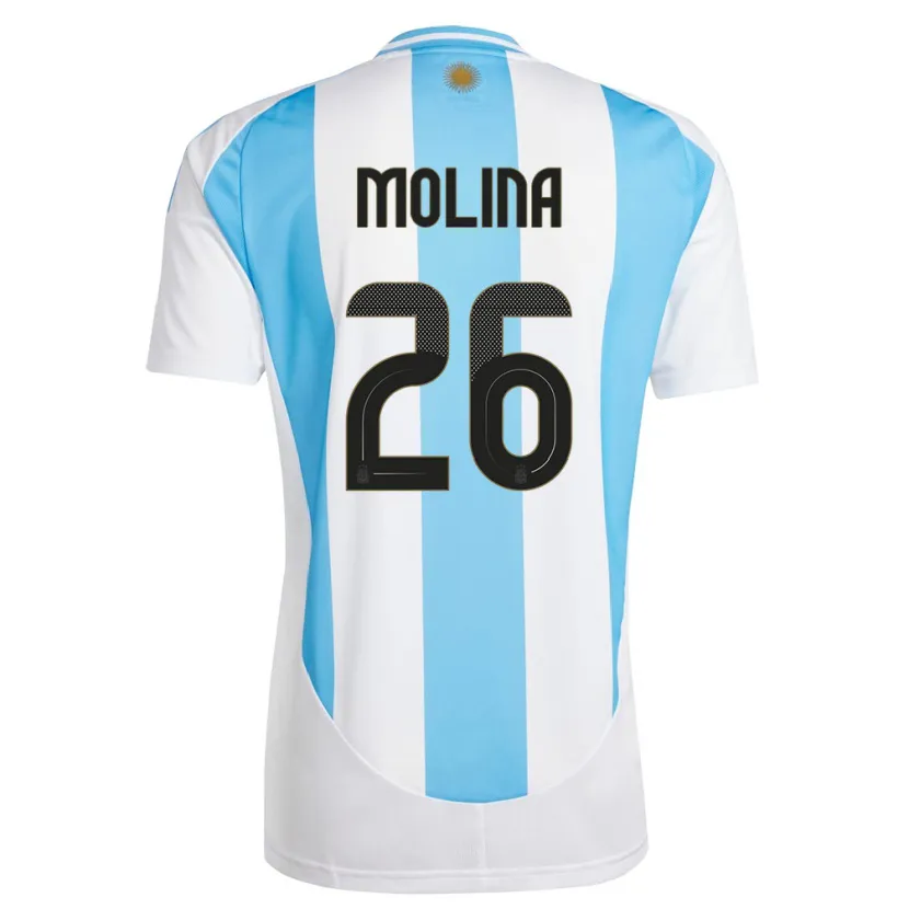 Danxen Mulher Camisola Argentina Nahuel Molina #26 Branco Azul Principal 24-26 Camisa