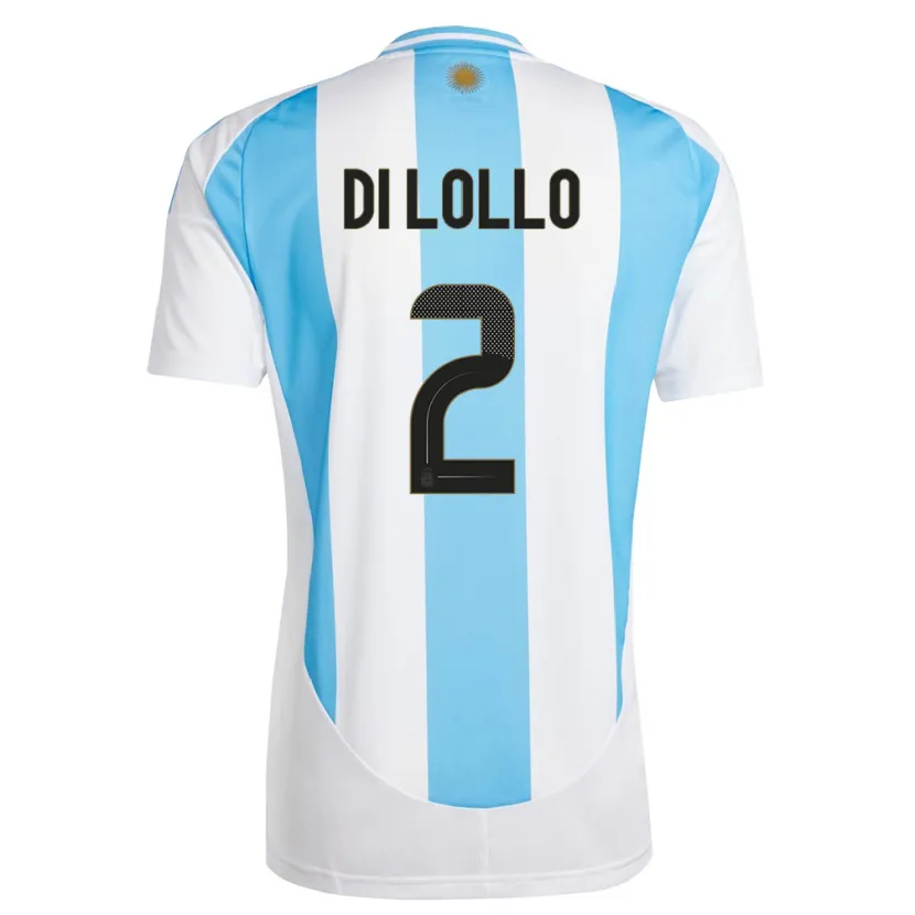 Danxen Mulher Camisola Argentina Lautaro Di Lollo #2 Branco Azul Principal 24-26 Camisa
