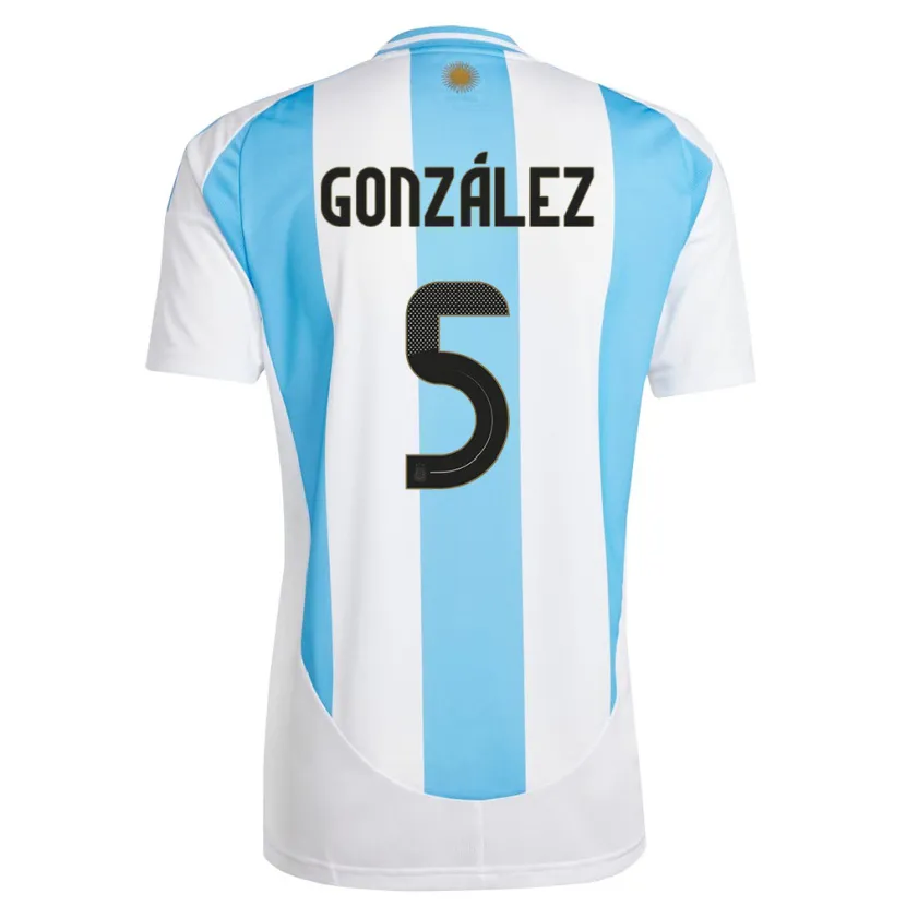 Danxen Mulher Camisola Argentina Maximiliano Gonzalez #5 Branco Azul Principal 24-26 Camisa