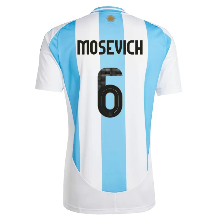 Danxen Mulher Camisola Argentina Leonel Mosevich #6 Branco Azul Principal 24-26 Camisa