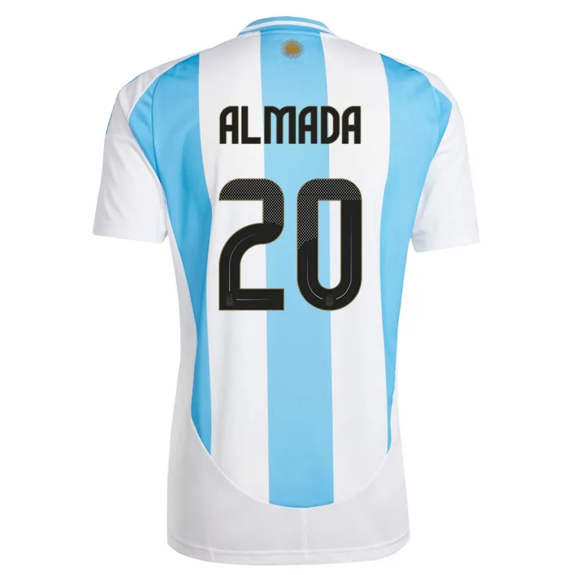 Danxen Mulher Camisola Argentina Thiago Almada #20 Branco Azul Principal 24-26 Camisa