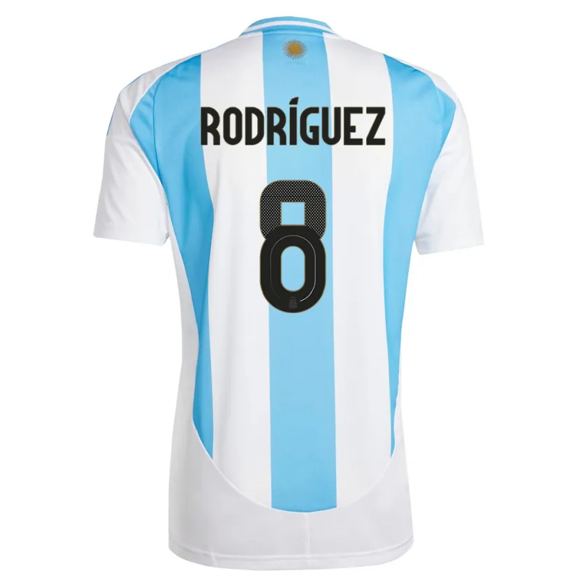 Danxen Mulher Camisola Argentina Agustin Rodriguez #8 Branco Azul Principal 24-26 Camisa