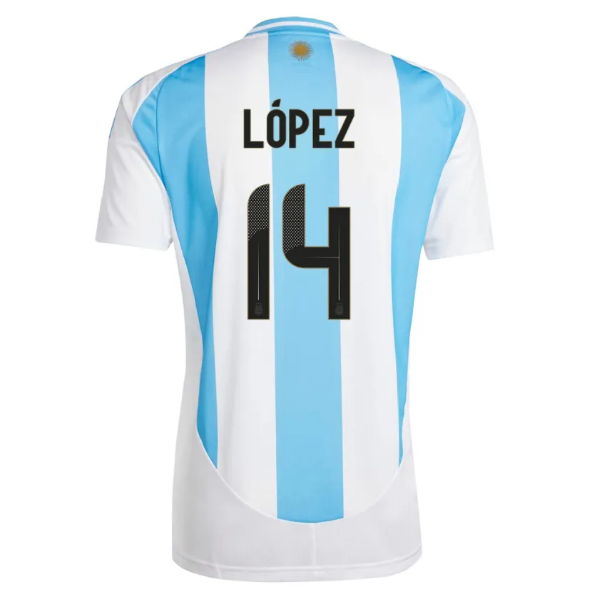 Danxen Mulher Camisola Argentina Lautaro Lopez #14 Branco Azul Principal 24-26 Camisa