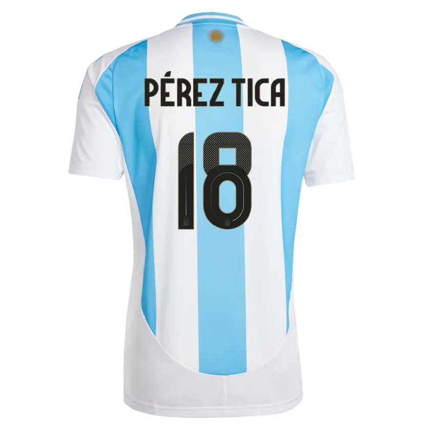 Danxen Mulher Camisola Argentina Jeremias Perez Tica #18 Branco Azul Principal 24-26 Camisa