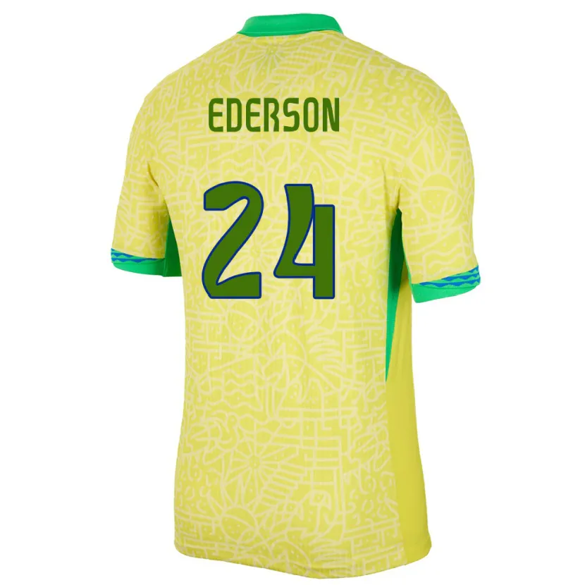 Danxen Mulher Camisola Brasil Ederson #24 Amarelo Principal 24-26 Camisa