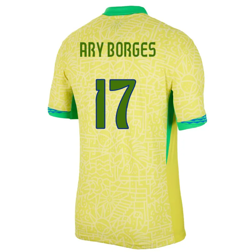 Danxen Mulher Camisola Brasil Ary Borges #17 Amarelo Principal 24-26 Camisa