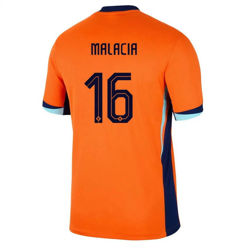 Danxen Mulher Camisola Países Baixos Tyrell Malacia #16 Laranja Principal 24-26 Camisa