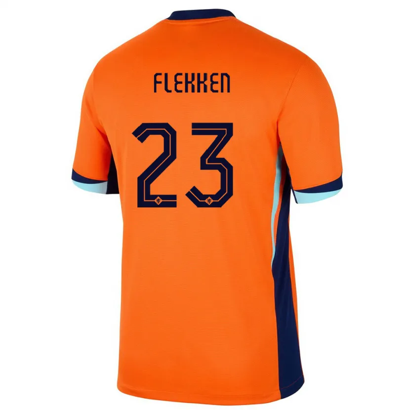 Danxen Mulher Camisola Países Baixos Mark Flekken #23 Laranja Principal 24-26 Camisa
