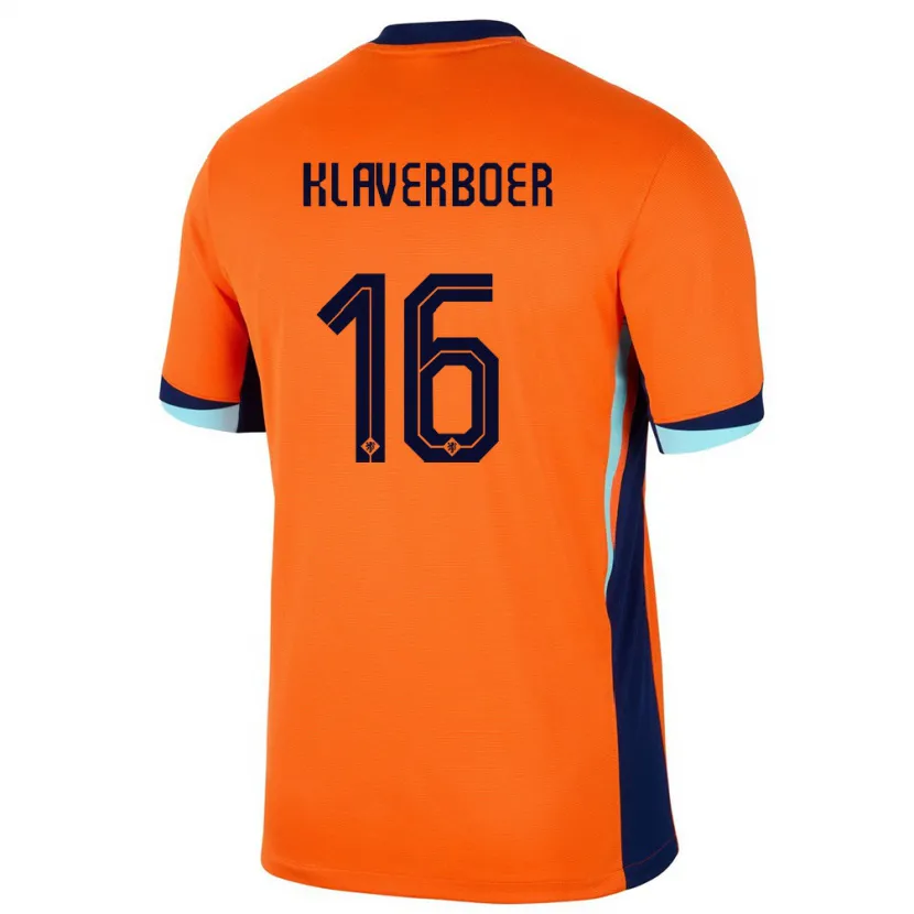 Danxen Mulher Camisola Países Baixos Bernt Klaverboer #16 Laranja Principal 24-26 Camisa