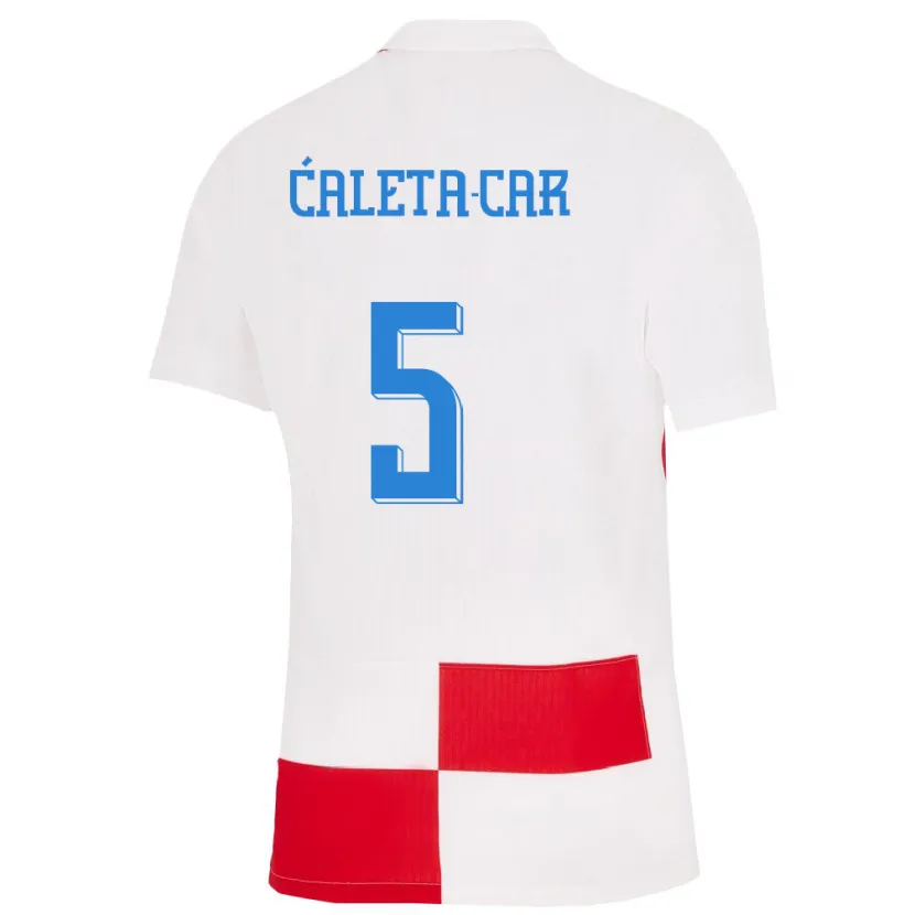 Danxen Mulher Camisola Croácia Duje Caleta Car #5 Branco Vermelho Principal 24-26 Camisa
