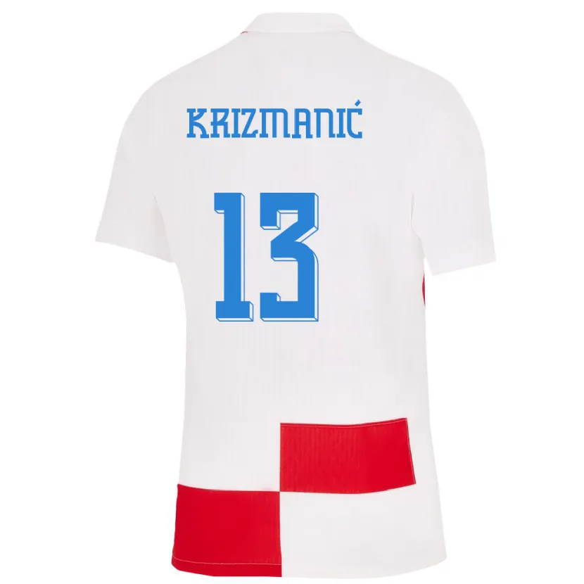Danxen Mulher Camisola Croácia Kresimir Krizmanic #13 Branco Vermelho Principal 24-26 Camisa