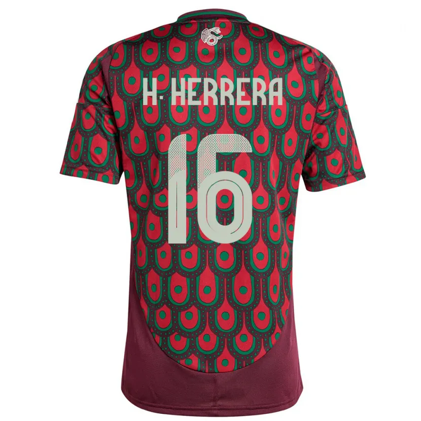 Danxen Mulher Camisola México Hector Herrera #16 Marrom Principal 24-26 Camisa