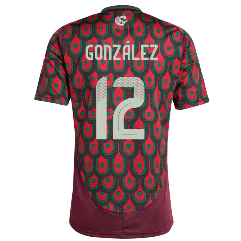 Danxen Mulher Camisola México Itzel Gonzalez #12 Marrom Principal 24-26 Camisa