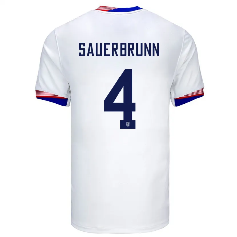 Danxen Mulher Camisola Estados Unidos Becky Sauerbrunn #4 Branco Principal 24-26 Camisa