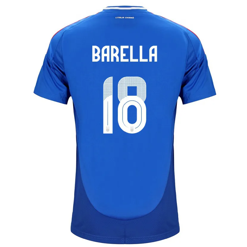 Danxen Mulher Camisola Itália Nicolò Barella #18 Azul Principal 24-26 Camisa