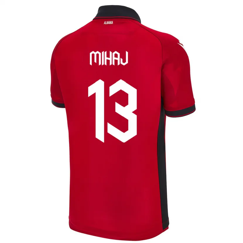 Danxen Mulher Camisola Albânia Enea Mihaj #13 Vermelho Principal 24-26 Camisa