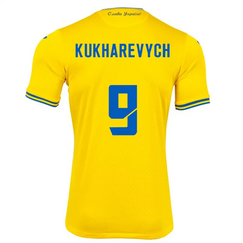 Danxen Mulher Camisola Ucrânia Mykola Kukharevych #9 Amarelo Principal 24-26 Camisa