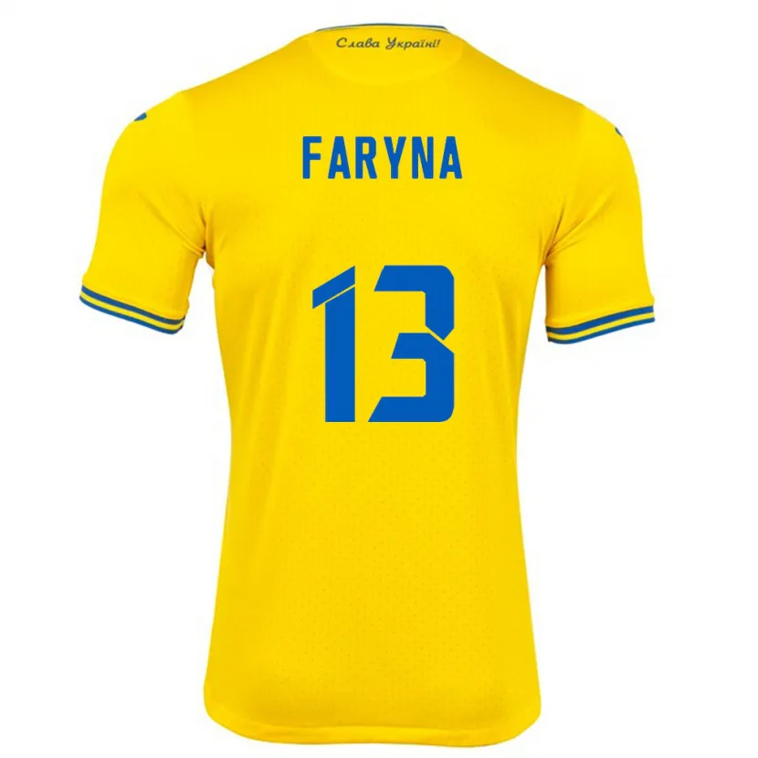 Danxen Mulher Camisola Ucrânia Maryan Faryna #13 Amarelo Principal 24-26 Camisa