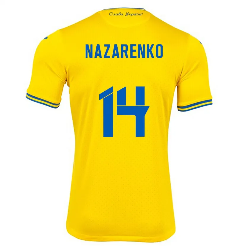 Danxen Mulher Camisola Ucrânia Oleksandr Nazarenko #14 Amarelo Principal 24-26 Camisa