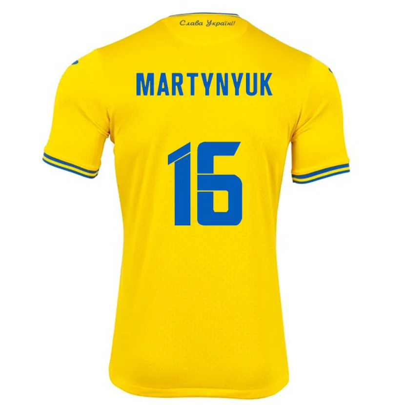 Danxen Mulher Camisola Ucrânia Oleksandr Martynyuk #16 Amarelo Principal 24-26 Camisa