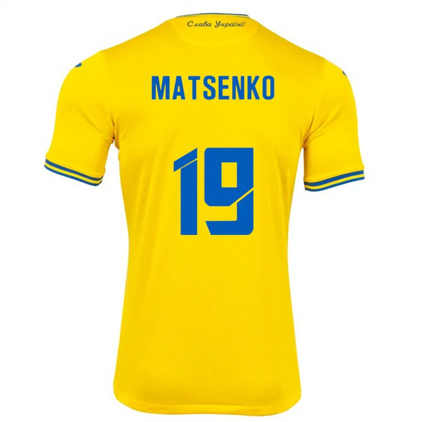 Danxen Mulher Camisola Ucrânia Yegor Matsenko #19 Amarelo Principal 24-26 Camisa