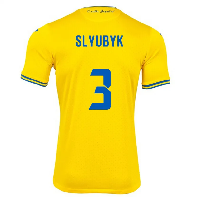 Danxen Mulher Camisola Ucrânia Bogdan Slyubyk #3 Amarelo Principal 24-26 Camisa
