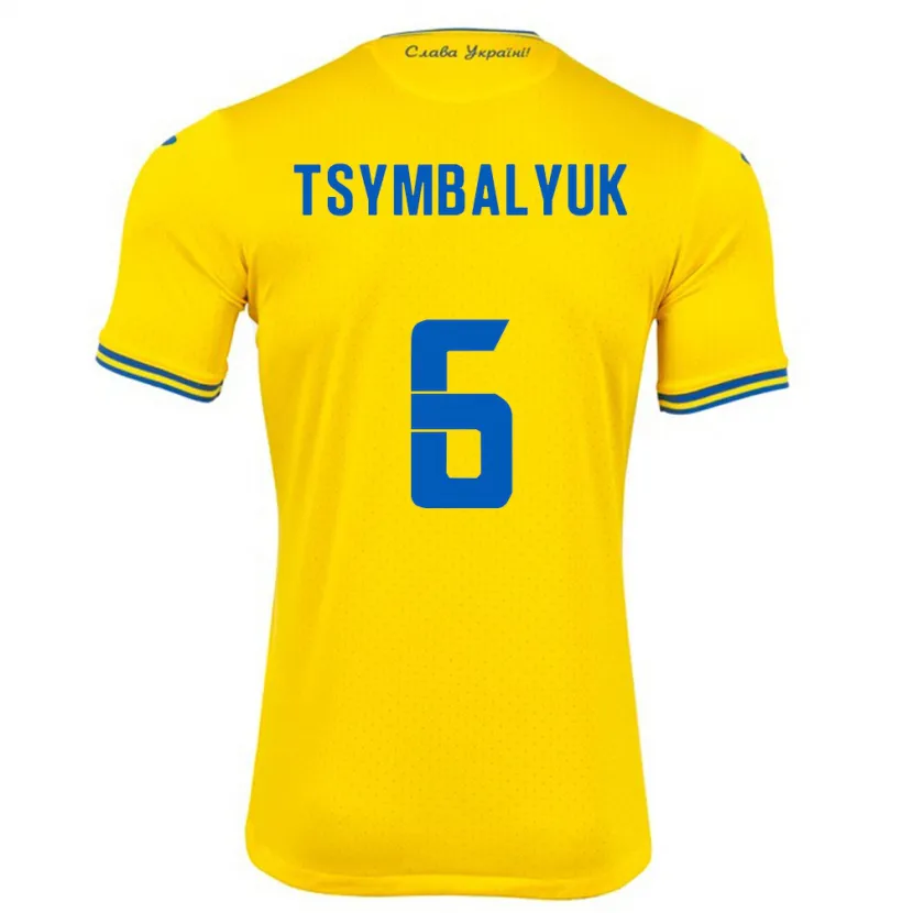 Danxen Mulher Camisola Ucrânia Maksym Tsymbalyuk #6 Amarelo Principal 24-26 Camisa