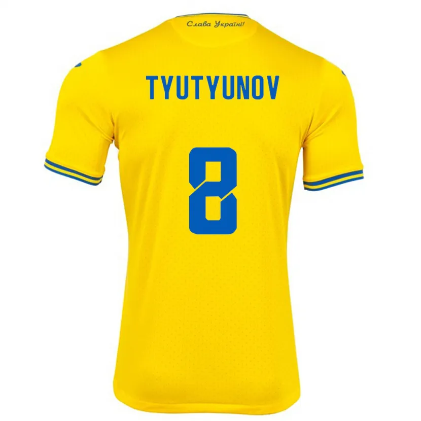 Danxen Mulher Camisola Ucrânia Vladyslav Tyutyunov #8 Amarelo Principal 24-26 Camisa