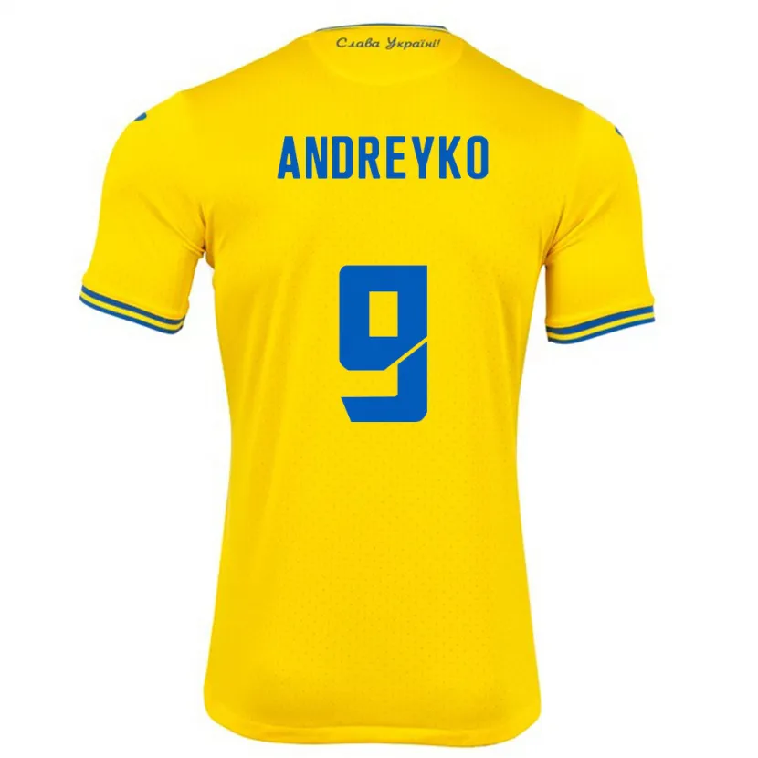 Danxen Mulher Camisola Ucrânia Ivan Andreyko #9 Amarelo Principal 24-26 Camisa