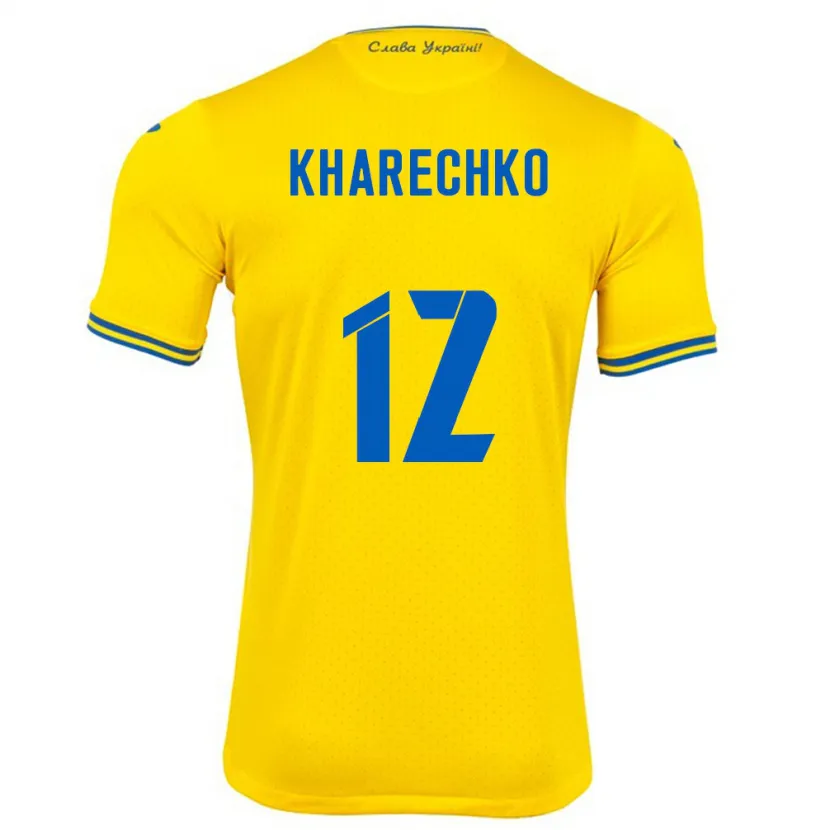 Danxen Mulher Camisola Ucrânia Oleksandr Kharechko #12 Amarelo Principal 24-26 Camisa