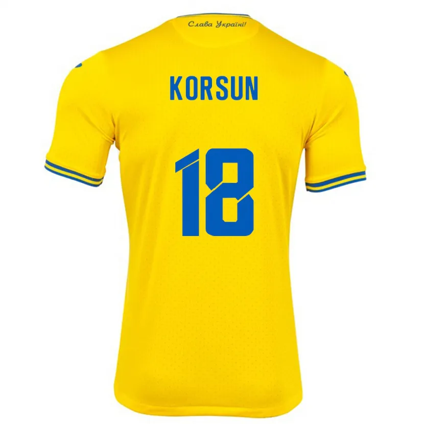 Danxen Mulher Camisola Ucrânia Kateryna Korsun #18 Amarelo Principal 24-26 Camisa