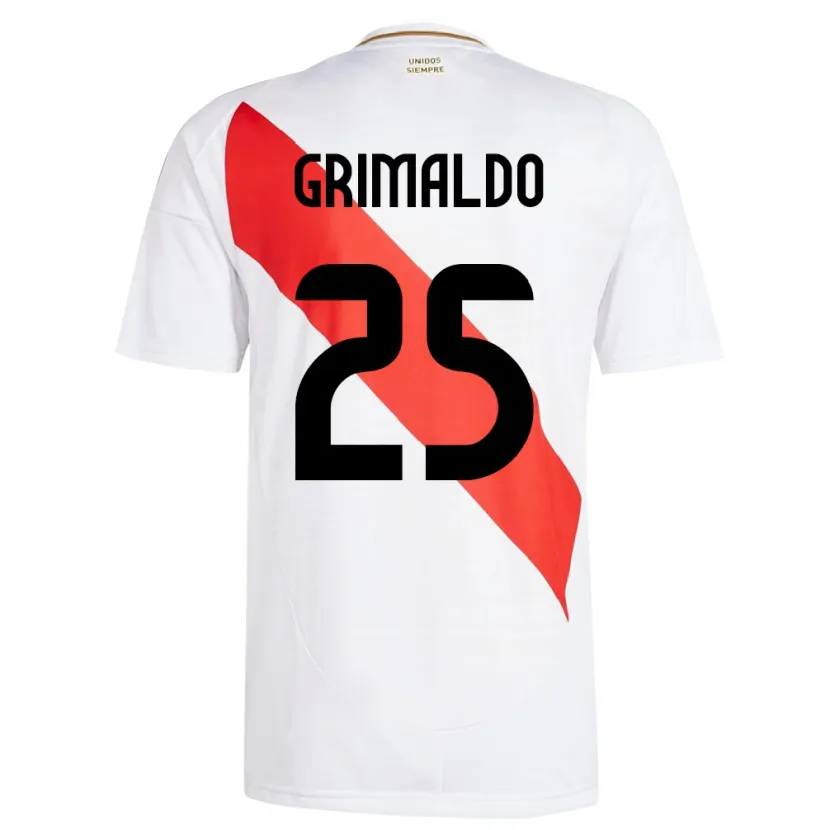 Danxen Mulher Camisola Peru Joao Grimaldo #25 Branco Principal 24-26 Camisa