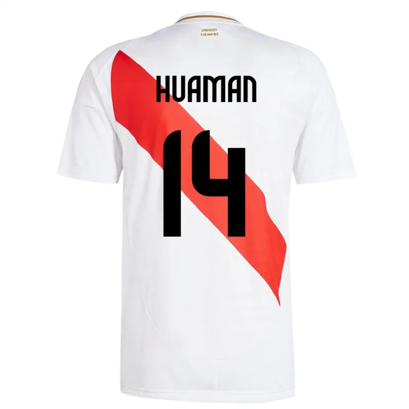 Danxen Mulher Camisola Peru Marco Huamán #14 Branco Principal 24-26 Camisa