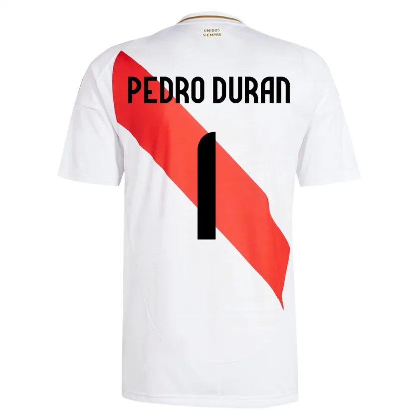 Danxen Mulher Camisola Peru Juan Pedro Durán #1 Branco Principal 24-26 Camisa