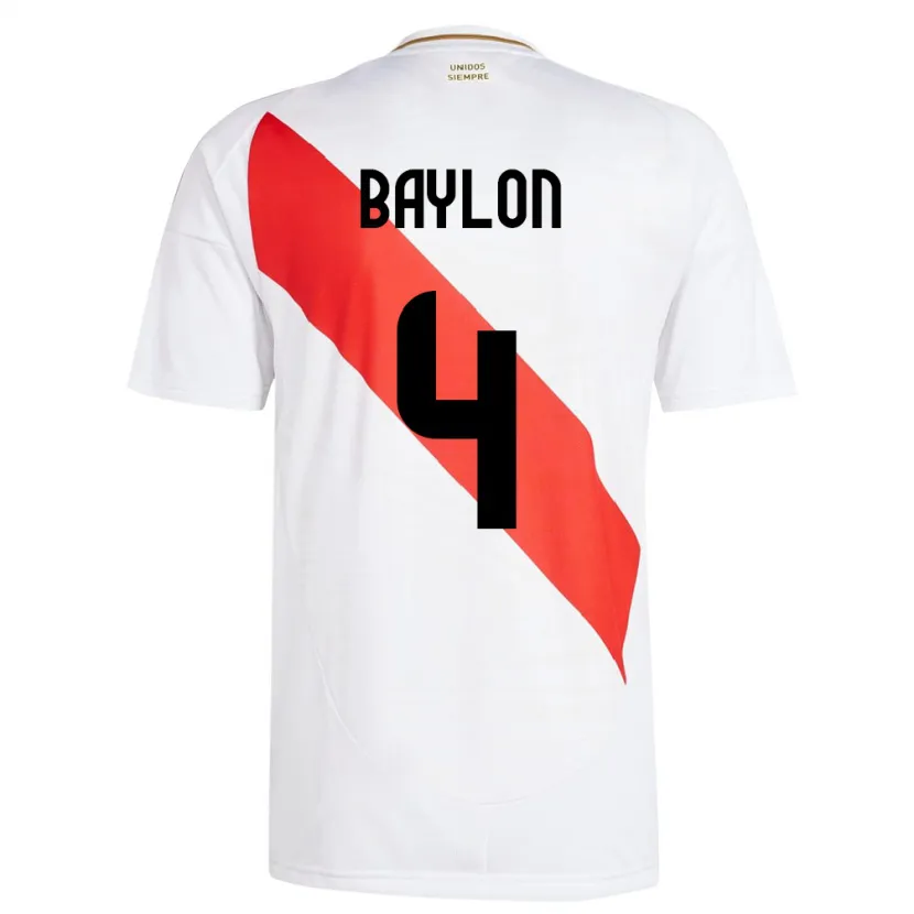 Danxen Mulher Camisola Peru Luis Baylón #4 Branco Principal 24-26 Camisa