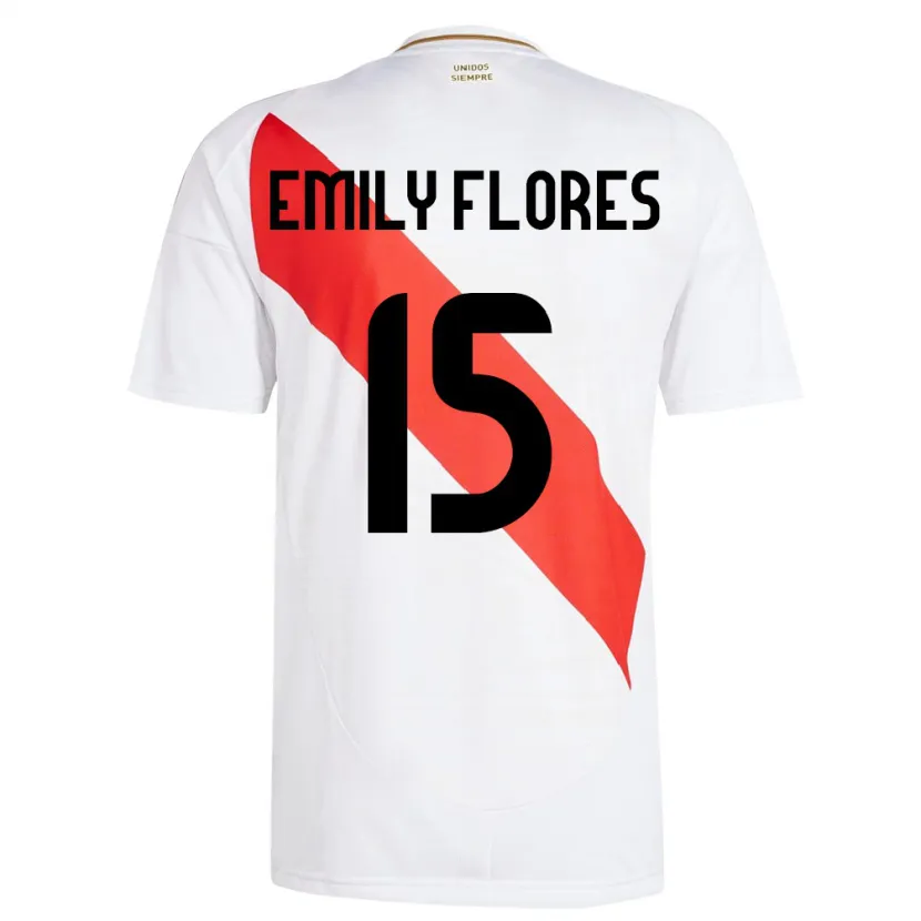 Danxen Mulher Camisola Peru Emily Flores #15 Branco Principal 24-26 Camisa