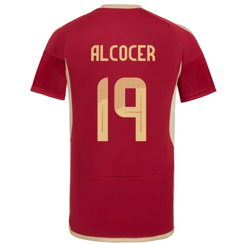 Danxen Mulher Camisola Venezuela Brayan Alcocer #19 Borgonha Principal 24-26 Camisa