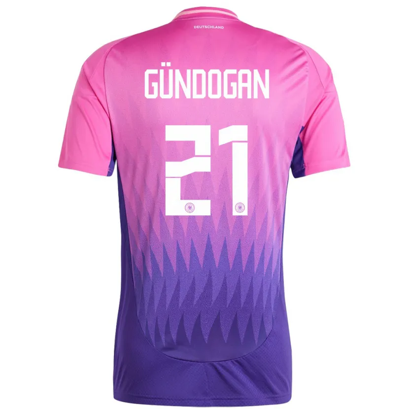 Danxen Mulher Camisola Alemanha Ilkay Gundogan #21 Rosa Roxo Alternativa 24-26 Camisa