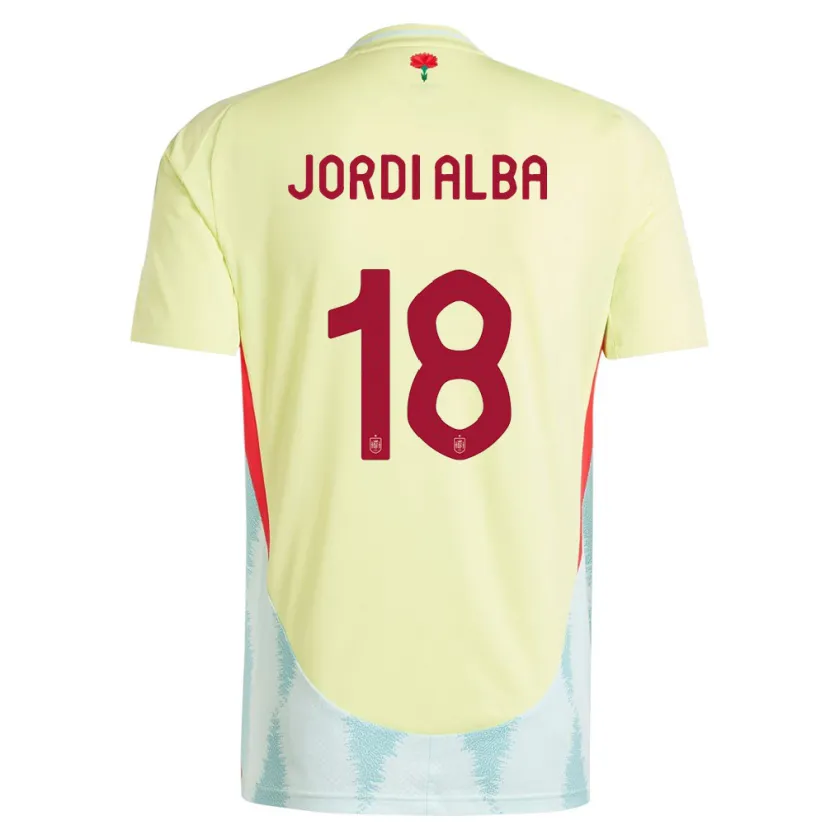Danxen Mulher Camisola Espanha Jordi Alba #18 Amarelo Alternativa 24-26 Camisa