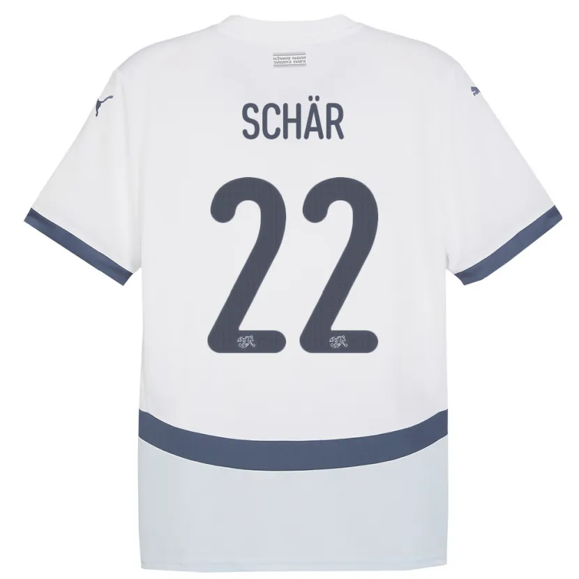 Danxen Mulher Camisola Suiça Fabian Schar #22 Branco Alternativa 24-26 Camisa